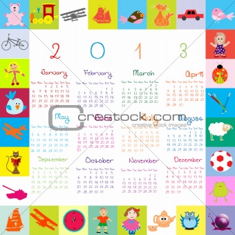 2013 calendar for kids