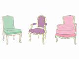 antique rococo chairs stickers
