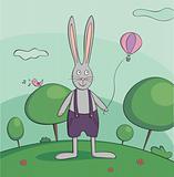 Walking rabbit vector illustration