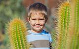 Boy with cactus