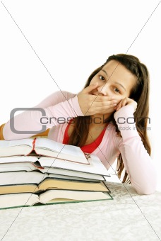 Teenage girl tired of learning