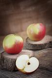 Apples on wood