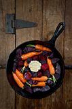 Root Vegetables in a Cast Iron Skillet