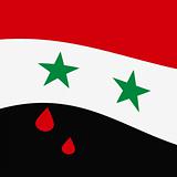 Syria Flag waving with blood red tears