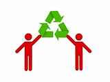 3d small people and recycle symbol.