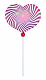 Lolipop shape of heart with hypnotic drawing.