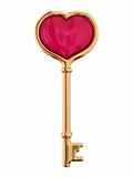 Golden key with a little heart inside.