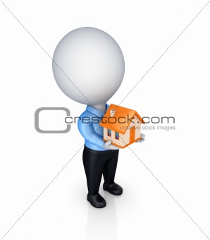 3d person with a small house in a hands.