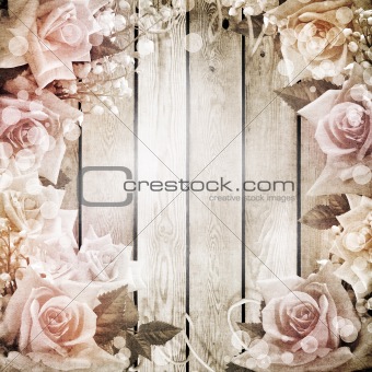Wedding vintage romantic background with roses 