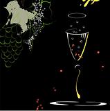 Glass of champagne on stylized background 