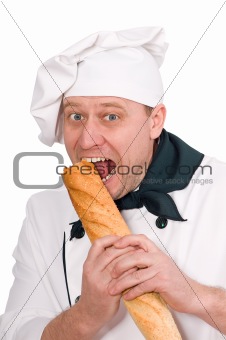 funny chef with loaf