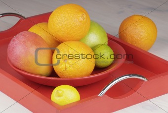 tropical fruit in a bowl on the table