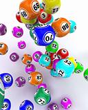 a set of coloured bingo balls