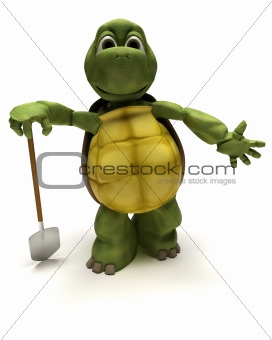 tortoise with a spade digging