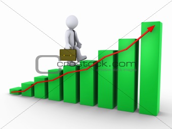 Businessman walking on chart