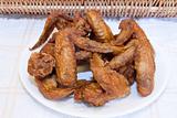Plate of Deep Fried Chicken Wings