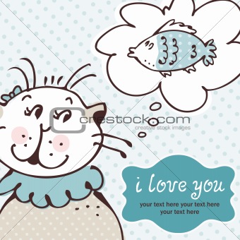 Cat in love card