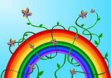 Rainbow with rainbow flowers
