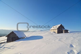 Huts in the snow 