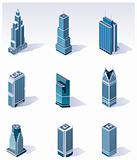 Vector isometric buildings. Skyscrapers