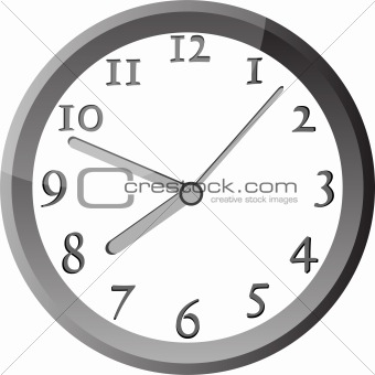 modern wall clock in silver color frame