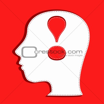 Human head with exclamation mark symbol
