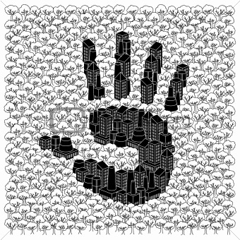 Save the forests concept: Hand print