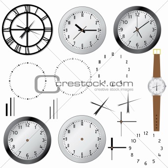 Set of clocks.
