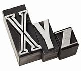xyz letters in metal type