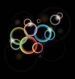 set of multicolor illuminated circle for design card or flyer