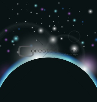 space background with earth and sunrise