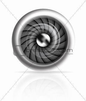 Jet engine front view isolated on white