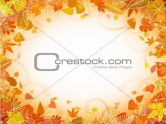 Autumn leaf frame with space for text