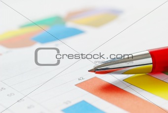 Financial graph and red pen