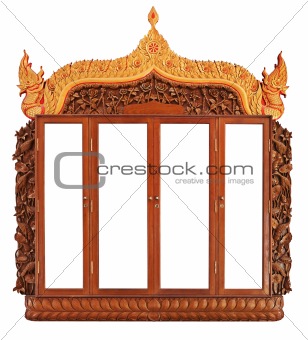 Decorated old bookcase in the Buddhist Church