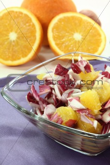 Chicory salad with fresh orange slices