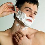 portrait of shaving man