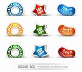 Set of nine best choices tags 