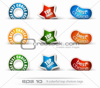 Set of nine best choices tags 