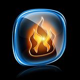 fire icon neon, isolated on black background