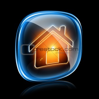 House icon neon, isolated on black background