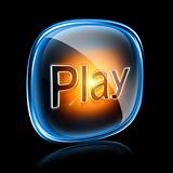 Play icon neon, isolated on black background