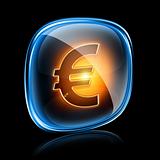 euro icon neon, isolated on black background.