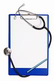 Blank clipboard with stethoscope 