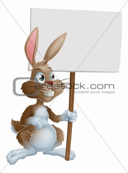 Rabbit holding sign cartoon illustration
