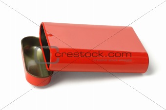 Open Red Metal Box 