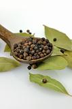 black pepper and bay leaves