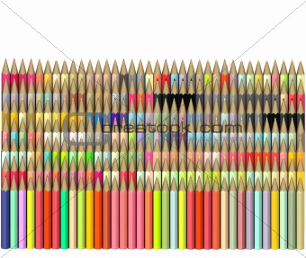dimetric 3d render of pencil in different color