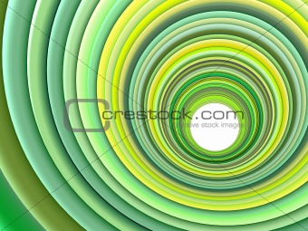 3d render concentric pipes in multiple green colors