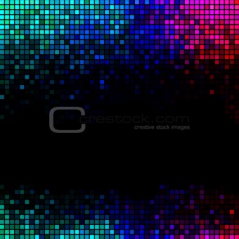 Multicolor abstract lights disco background. Square pixel mosaic